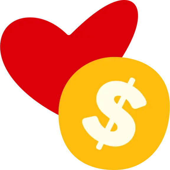 Hand drawn icon of money with heart